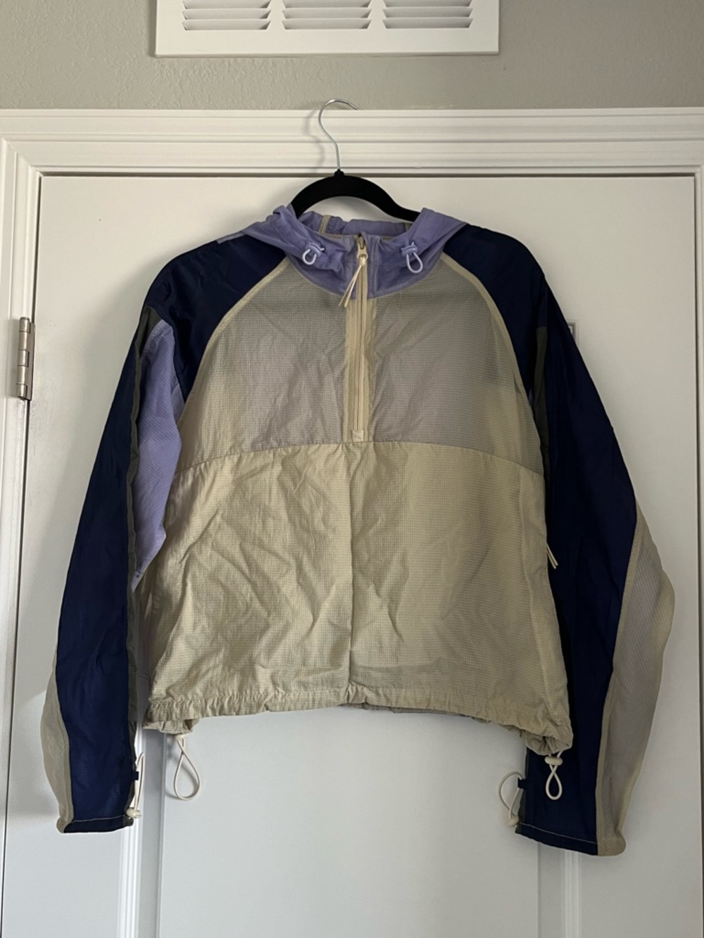 Outdoor Voices Colorblock Pullover Windbreaker in Betta Blue/Haze/Calcite